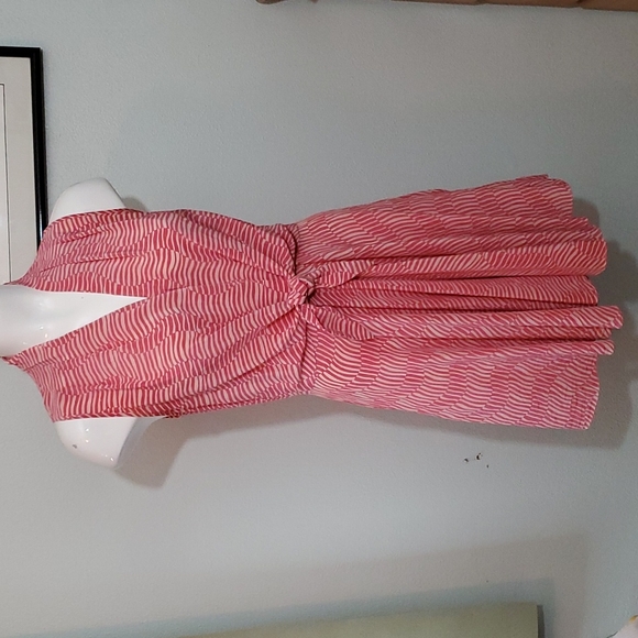 AMANDA UPRICHARD Junior Red/White Wavy Stripe Front Tie Silk Dress-EUC-Sz SP - Picture 1 of 12